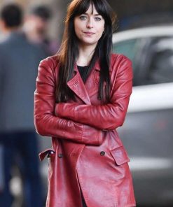 Dakota Johnson Leather Coat