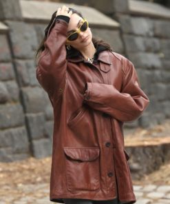 Emily Ratajkowski Burgundy Jacket