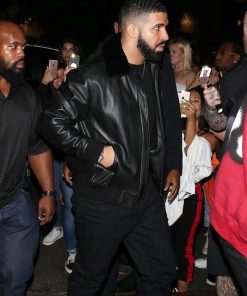 Drake Aviator Blac Leather Jacket