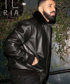 Drake Aviator Blac Leather Jacket