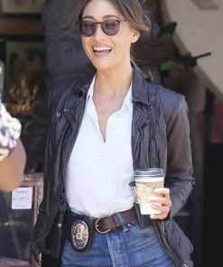 Maggie Q Black Jacket