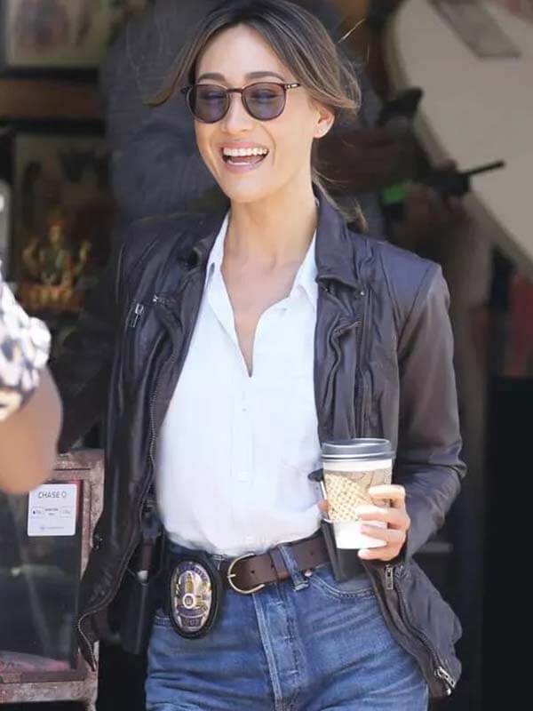 Maggie Q Black Jacket