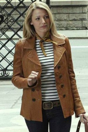 Blake Lively Leather Coat