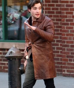 Ed Westwick Leather Coat