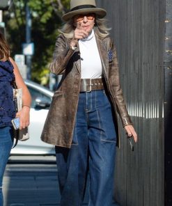Diane Keaton Leather Coat
