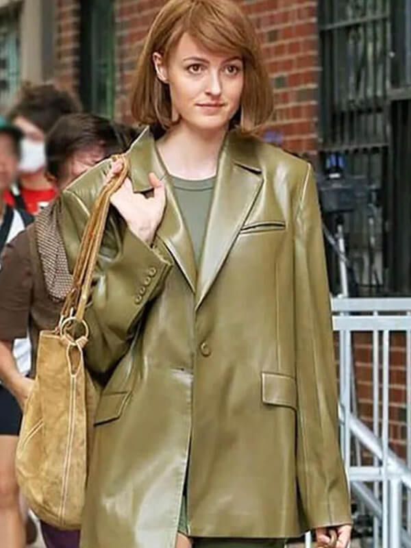 Renate Reinsve Leather Blazer