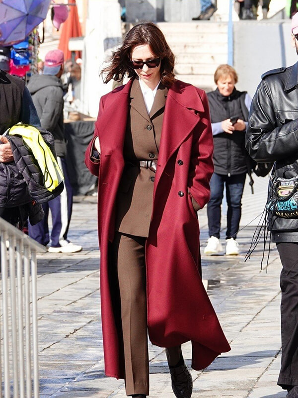 Rebecca Hall Red Wool Coat