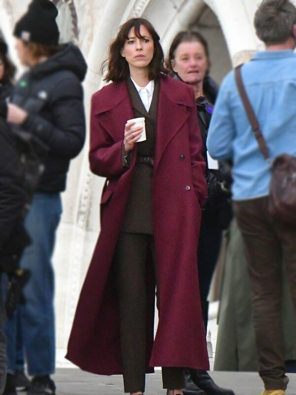 Rebecca Hall Red Wool Coat