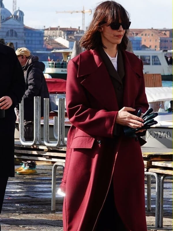 Rebecca Hall Red Wool Coat