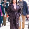 Selena Gomez Leather Coat