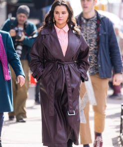 Selena Gomez Leather Coat