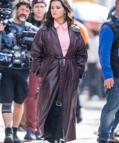 Selena Gomez Leather Coat