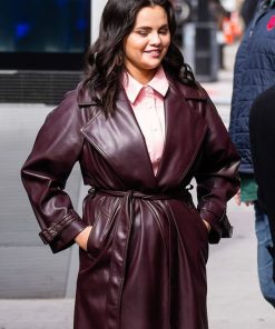 Selena Gomez Leather Coat