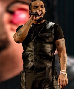 Drake Black Leather Vest