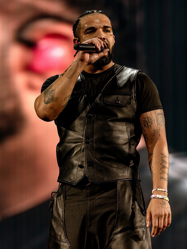Drake Black Leather Vest