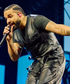 Drake Black Leather Vest