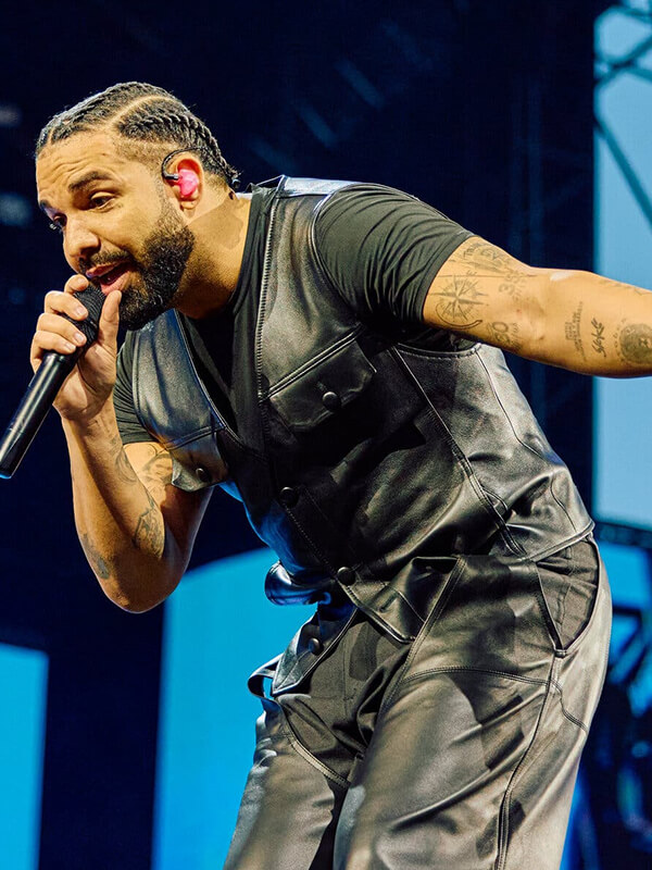 Drake Black Leather Vest