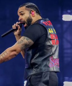 Drake Black Leather Vest