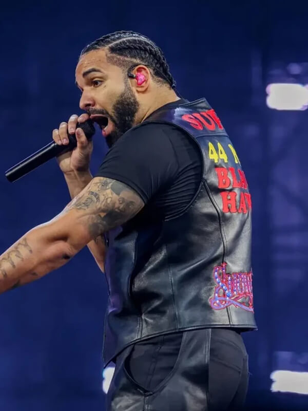 Drake Black Leather Vest