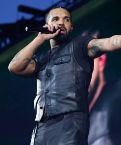 Drake Black Leather Vest
