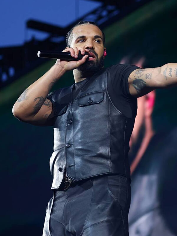 Drake Black Leather Vest