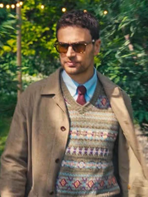 Theo James Brown Coat