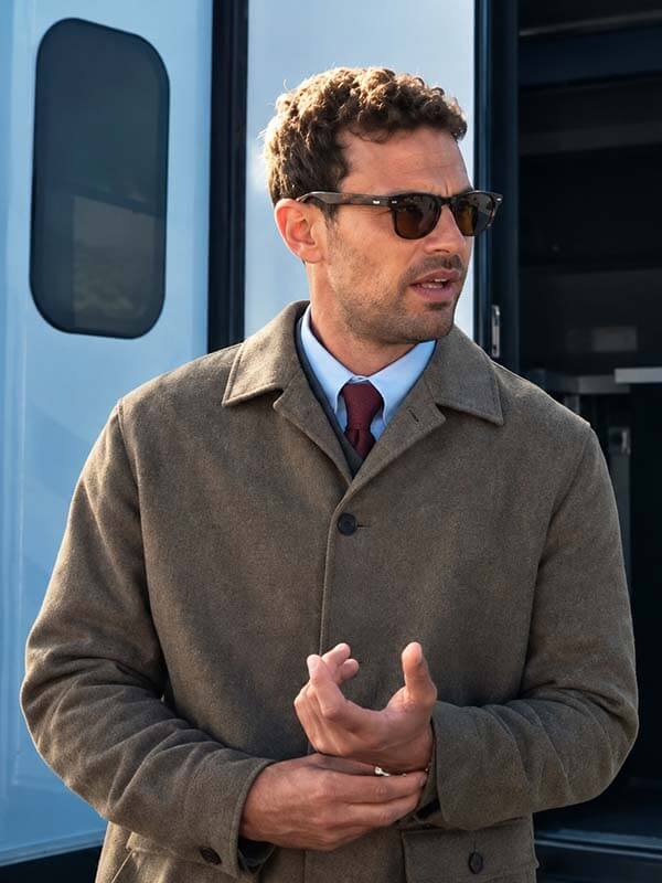 Theo James Brown Coat